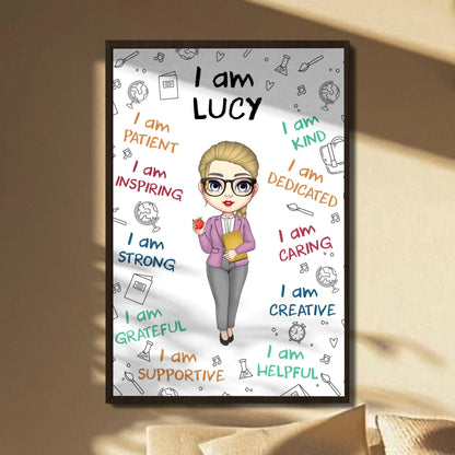I Am Patient Inspiring Strong Personalized Teacher Canvas / Poster - Custom Classroom Wall Art Gift