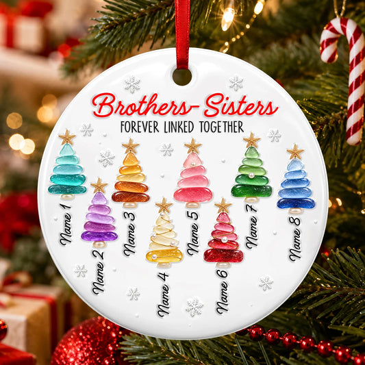 Forever Linked Together Personalized Sibling Christmas Tree Ornament - Custom Sisters and Brothers Keepsake Gift