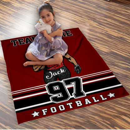 Personalized Football Team Blanket, Football Blanket, Team Football Gift Blanket Na02