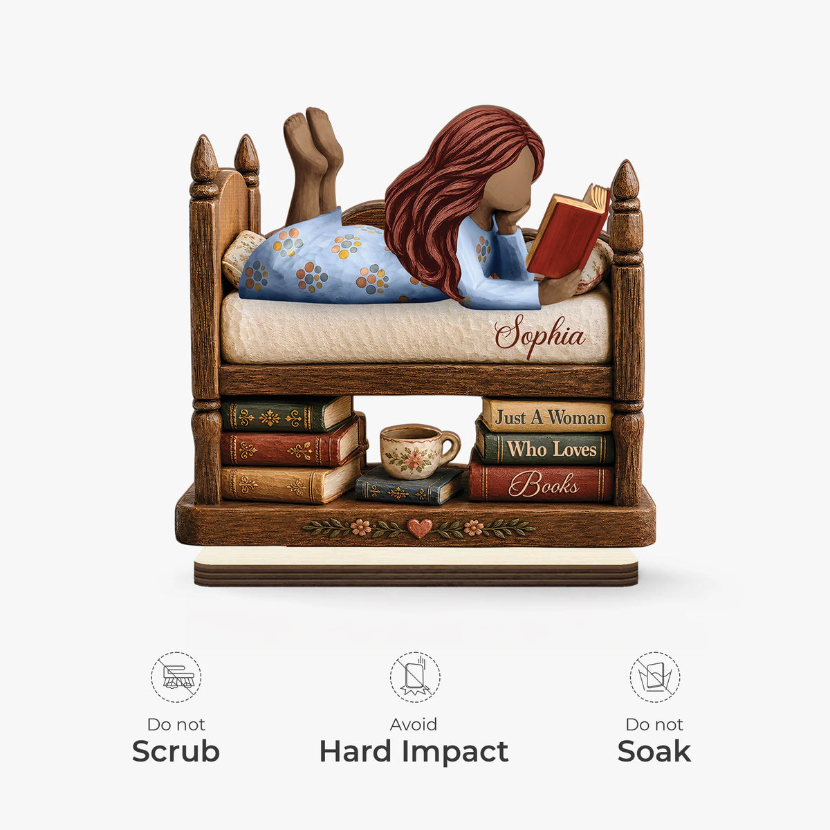 Just A Girl Who Loves Books - Personalized Wooden Plaque for Best Friends & Book Lovers