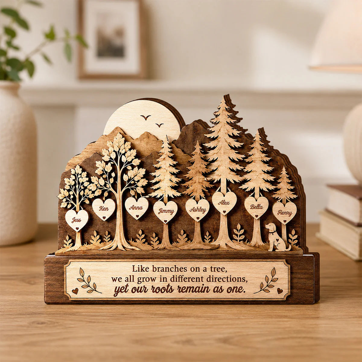 Custom Family Tree Wooden Plaque for Family with personalized design details for meaningful gifting