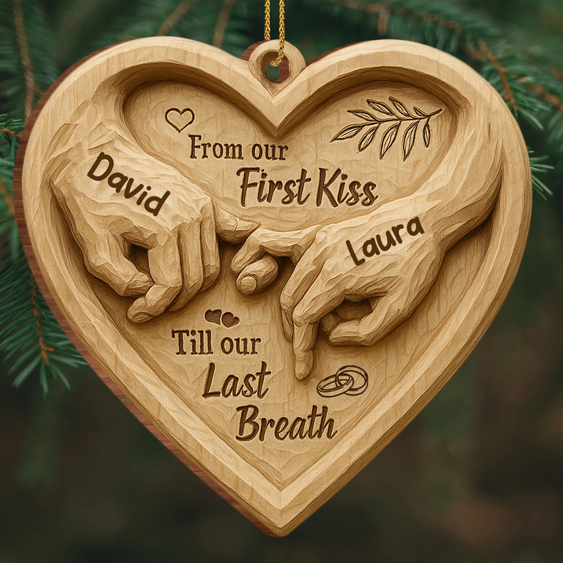 Wooden Ornament detail view for Wife