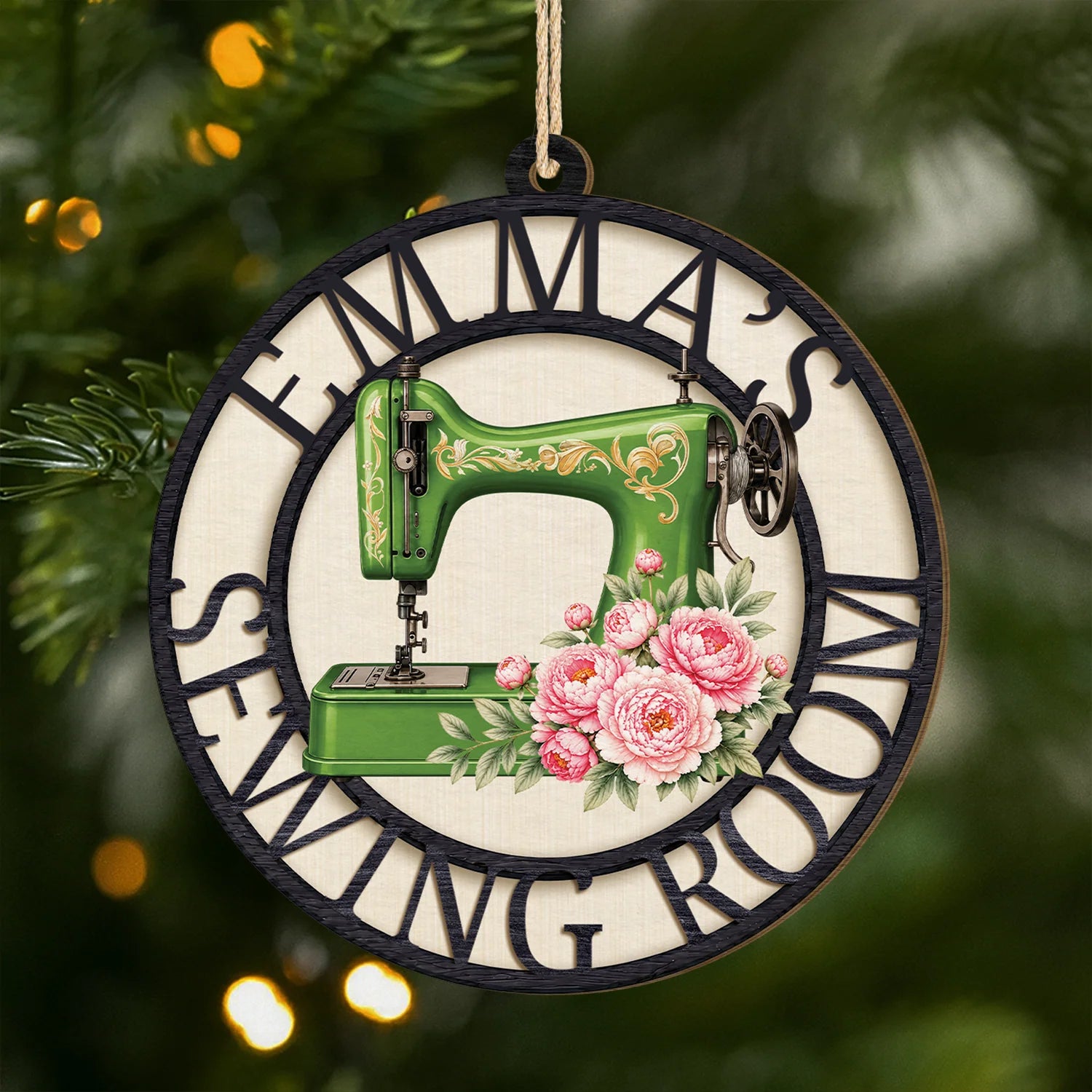 Custom Sewing Room Wooden Ornament - Personalized Gift for Crafter