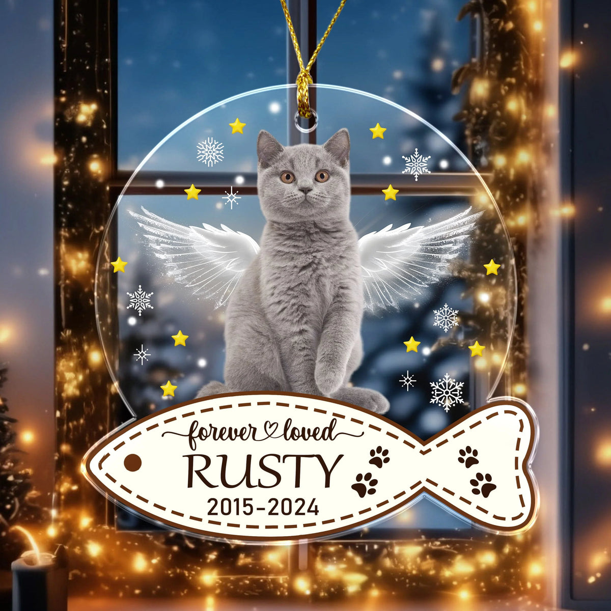 PRINTS10 Custom Cat Photo Christmas Gift Memorial Acrylic Ornament HO82 893138