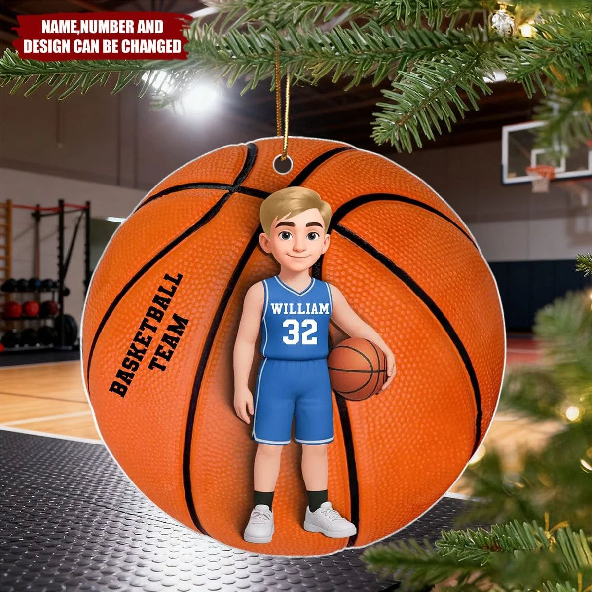 Personalized Basketball Acrylic Ornament - Custom Sports Keepsake for Youth Players
