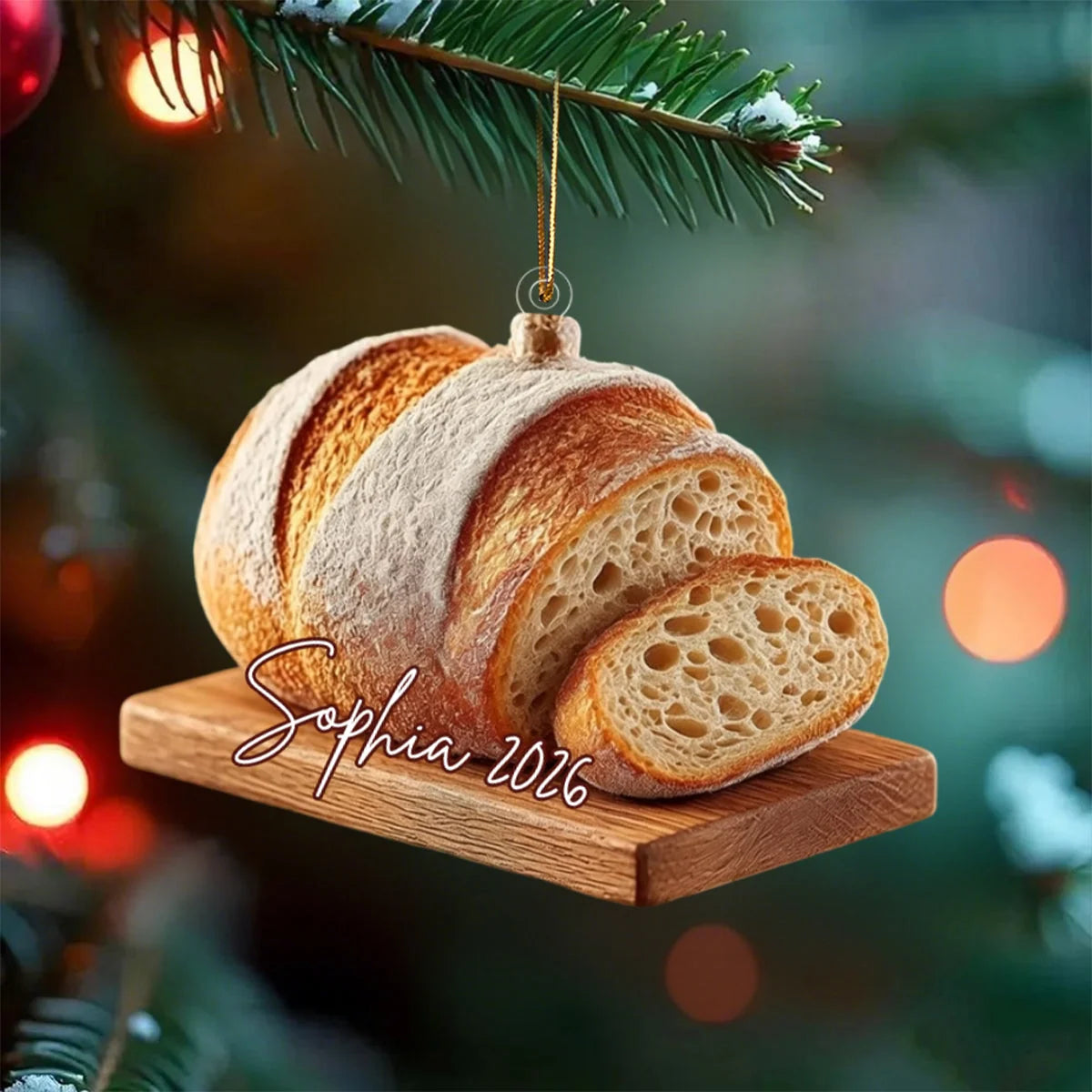 Personalized Sourdough Bread Christmas Acrylic Ornament - Custom Name Keepsake Gift for Bakers