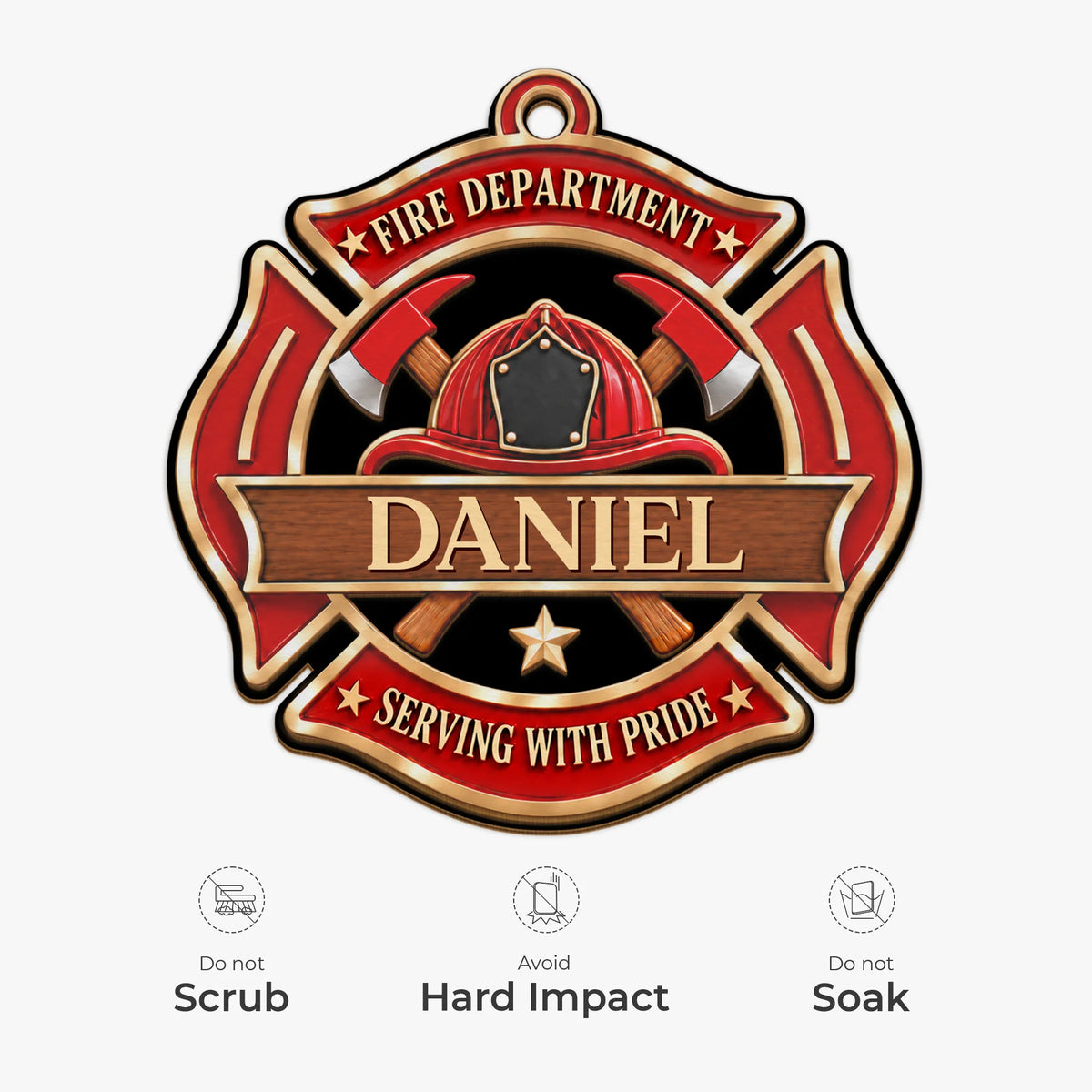 Serving With Pride Personalized Firefighter Wooden Ornament - Custom Fire Department Christmas Keepsake for Dad Husband