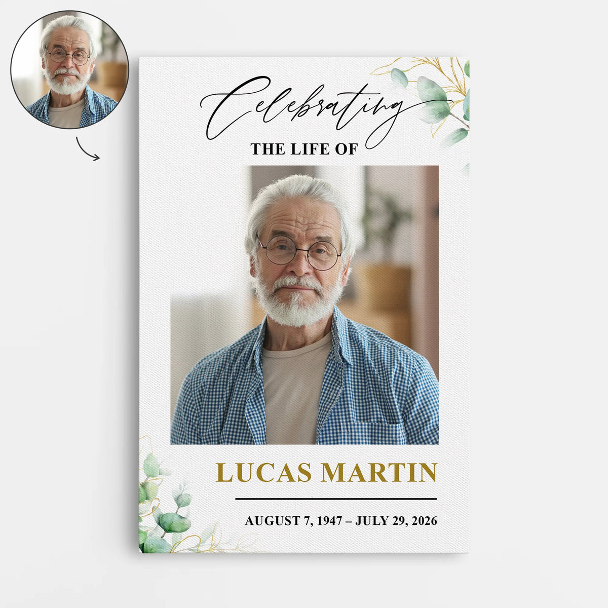 Celebrating The Life Of Personalized Memorial Photo Canvas / Poster - Custom Sympathy Keepsake Wall Art Gift for Family