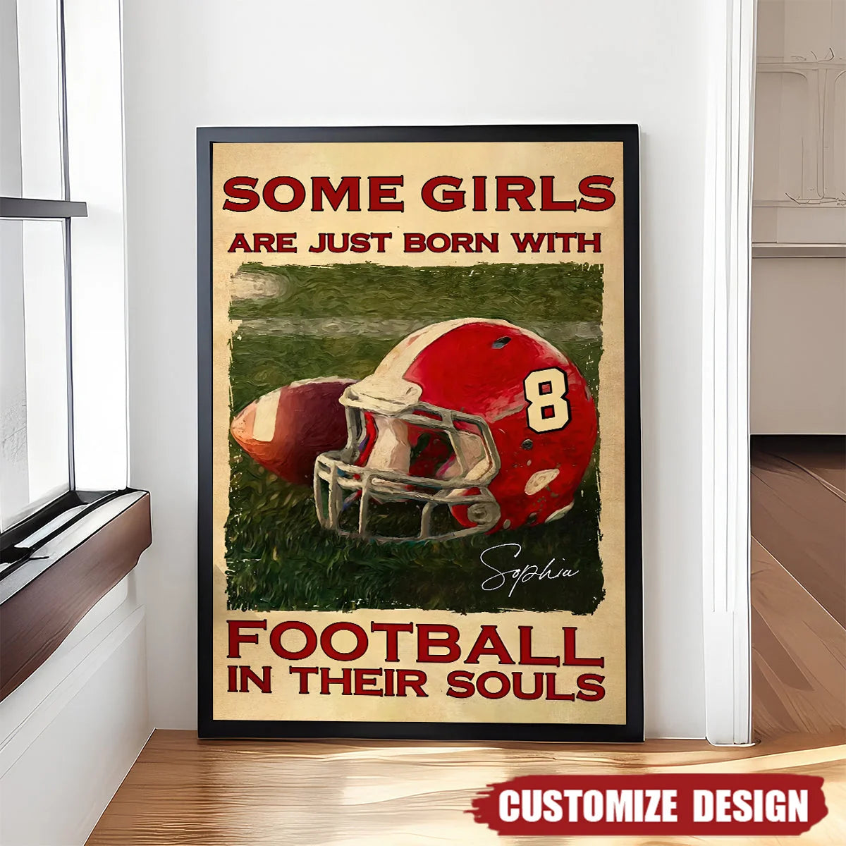 Personalized American Football Canvas / Poster - Custom Sports Wall Art Gift for American Football Lovers