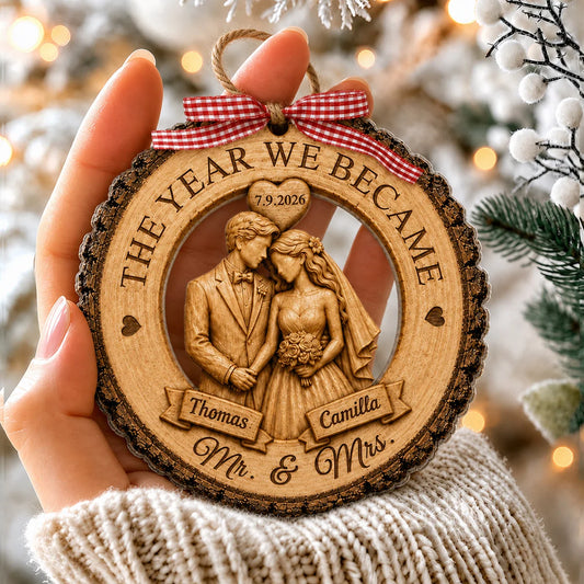 The Year We Became Mr & Mrs Personalized Ornament - Custom Couple Wedding Keepsake