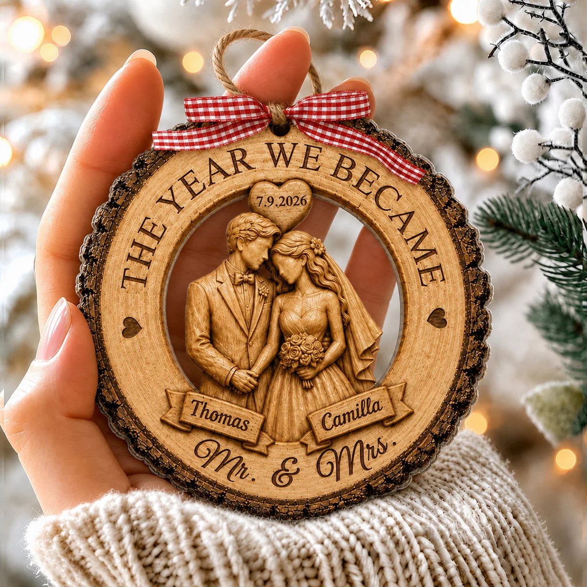 The Year We Became Mr & Mrs Personalized Ornament - Custom Couple Wedding Keepsake