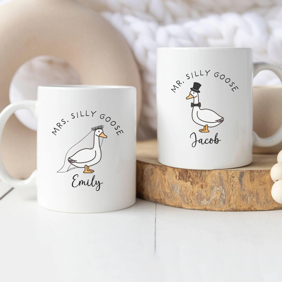 Mr. and Mrs. Silly Goose Personalized Wedding Mug - Custom Couple Coffee Mug Gift