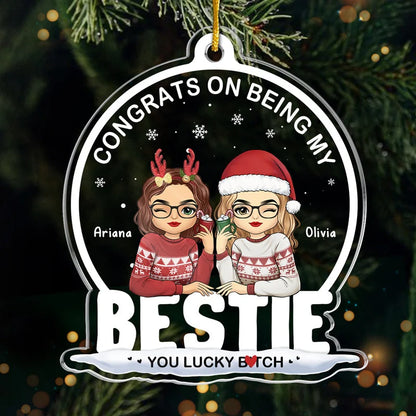 "Congrats on Being My Bestie" Personalized Acrylic Ornament - Custom Gift for Sister and Best Friends