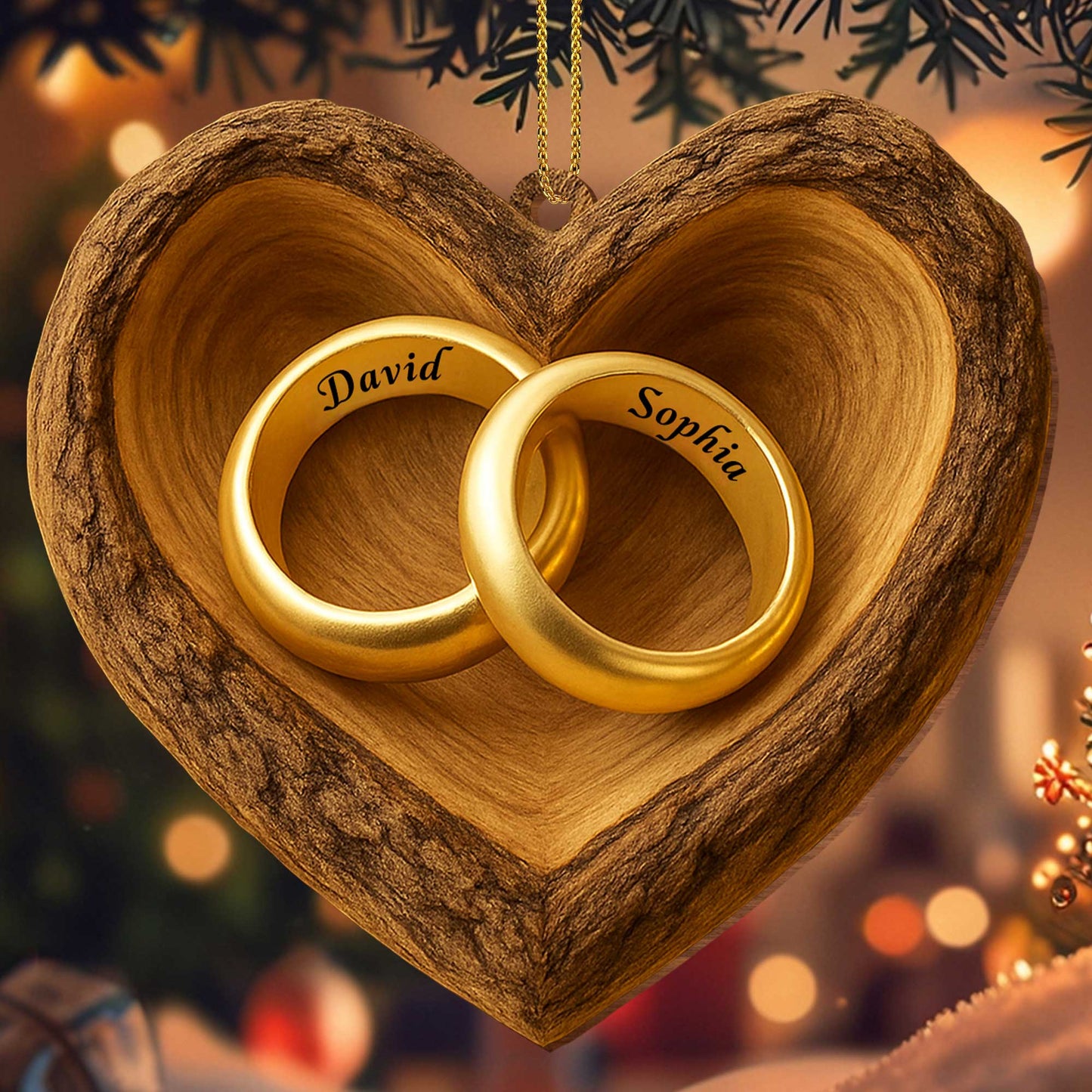 Personalized Anniversary Wood Ornament for Wife with personalized design details for meaningful gifting