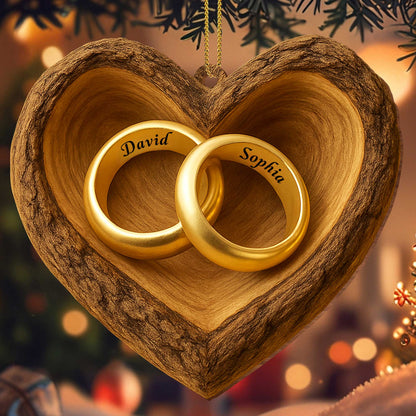 Personalized Anniversary Wood Ornament for Wife with personalized design details for meaningful gifting
