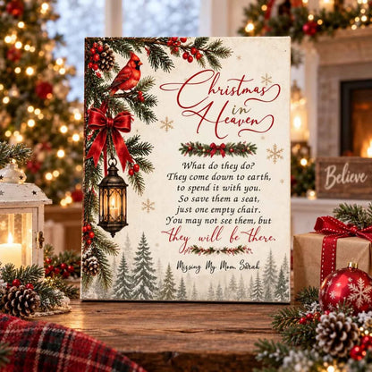 Christmas in Heaven Personalized Memorial Canvas / Poster - Bereavement Keepsake for Family