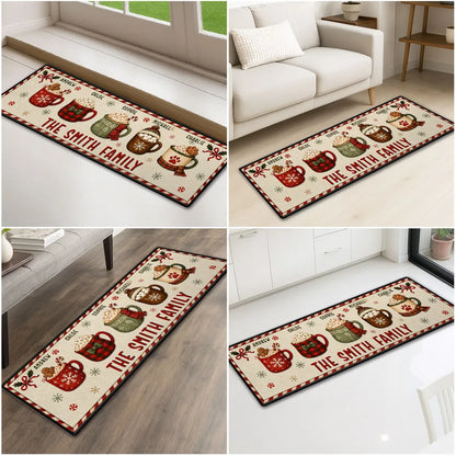 Christmas Together Personalized Runner Rug - Custom Family Name Mat for Holiday Home Decor