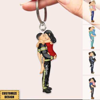 Custom Couple Occupation Keychain for Couples with personalized design details for meaningful gifting image 6