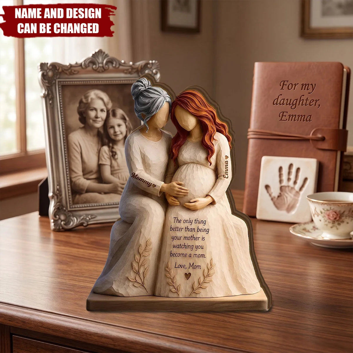 Watching You Become A Mom Personalized Wooden Block - Custom Gift for Pregnant Daughter