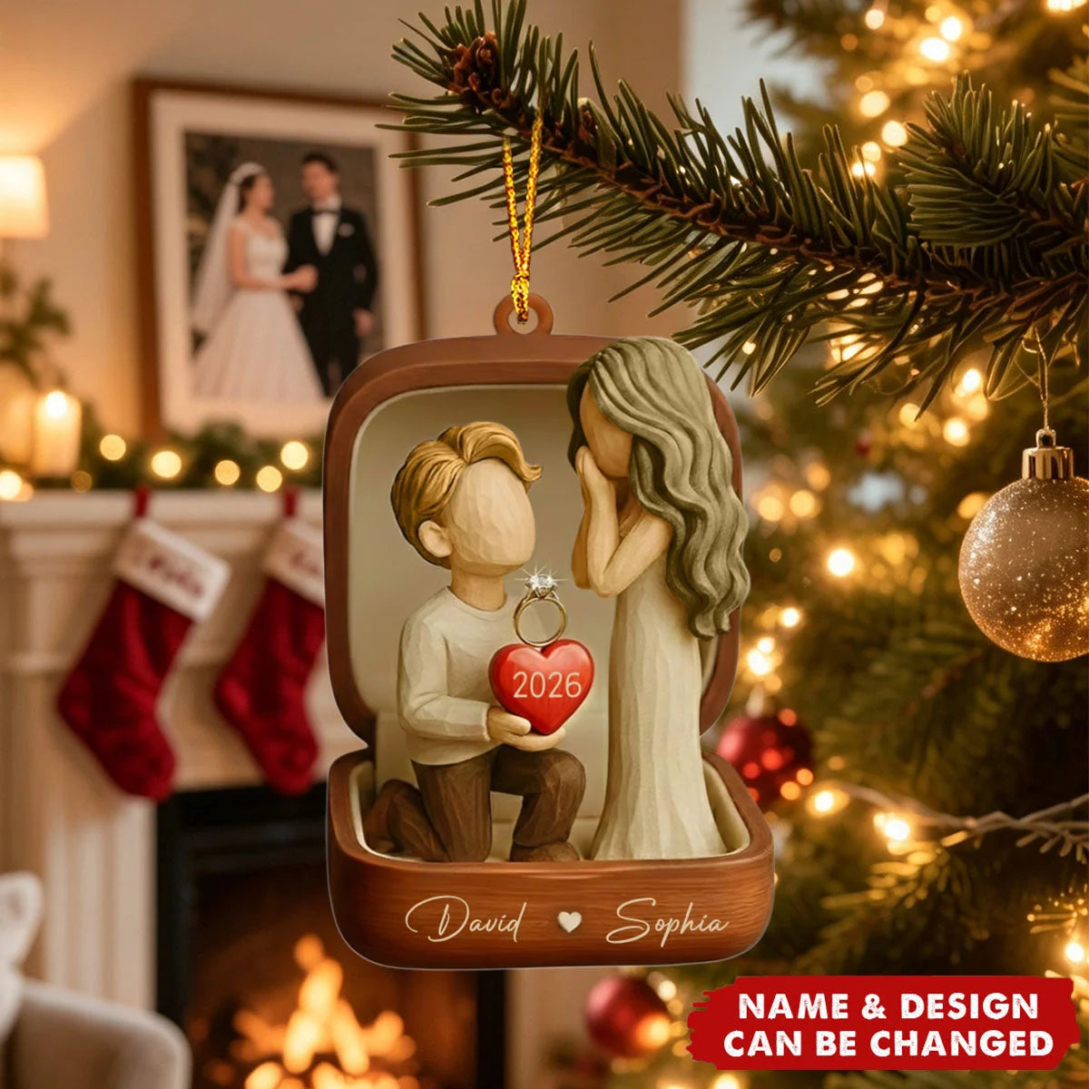 "She Said Yes" Personalized Marriage Proposal Acrylic Ornament - Custom Engagement Gift for Couples