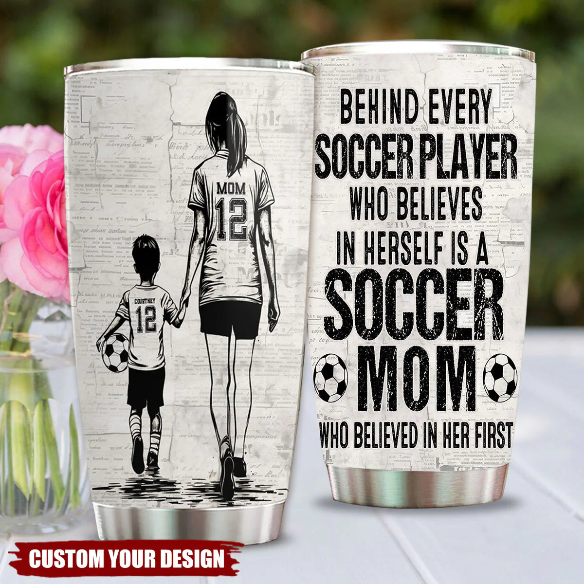 Personalized Soccer Mom Tumbler personalization view for Mom