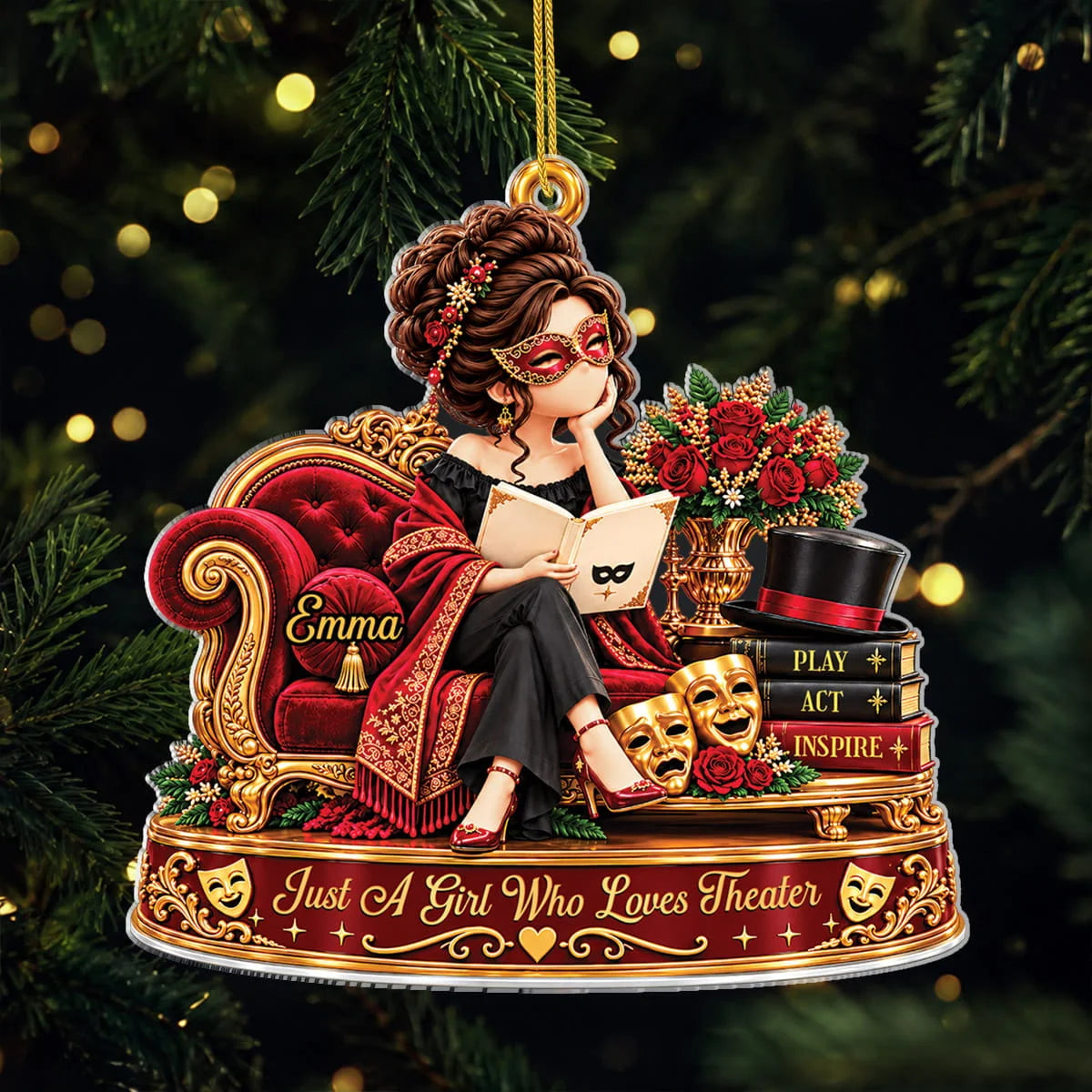 Just A Girl Who Loves Theater Personalized Acrylic Ornament - Custom Gift for Broadways Lovers