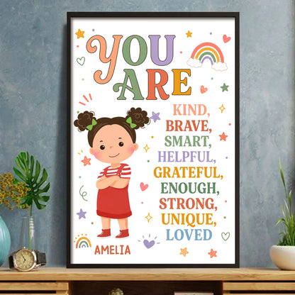 Custom Kids Affirmation Poster for Daughter/Granddaughter with personalized design details for meaningful gifting