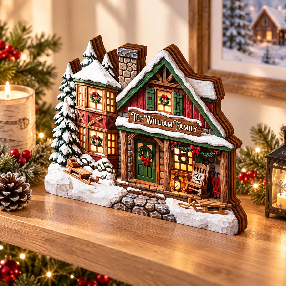 Personalized Family Christmas Wooden Block- Custom Holiday Home Decor Keepsake Gift for Mom and Dad