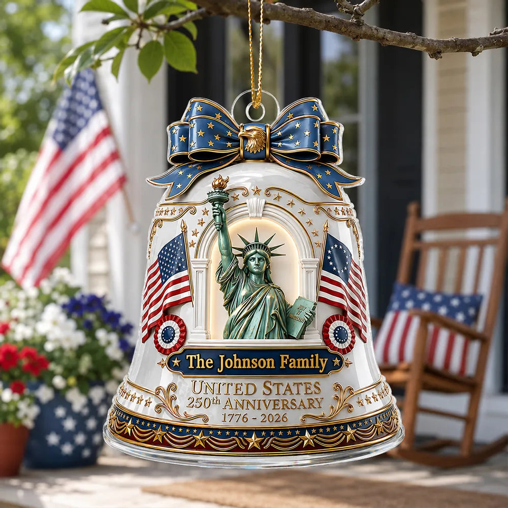United States 250th Anniversary Personalized Acrylic Ornament - Custom Family Patriotic Christmas Decor