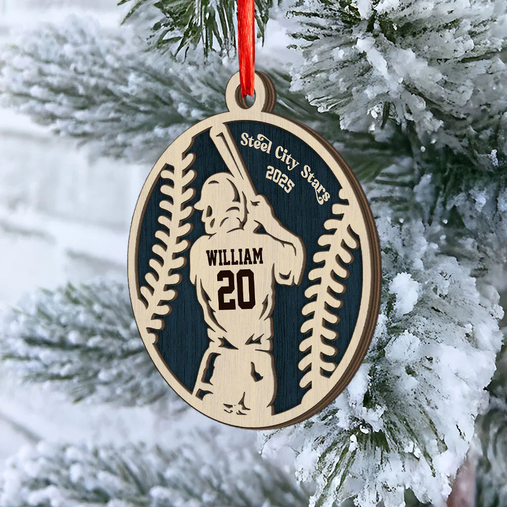 Personalized Sports Player Ornament for Son/Grandson with personalized design details for meaningful gifting image 6