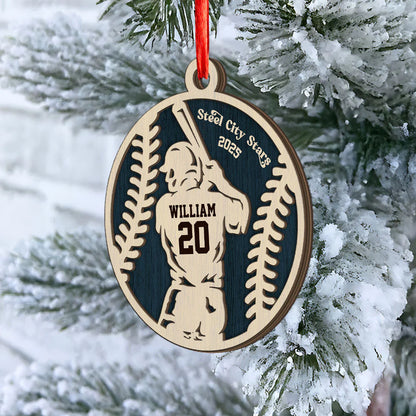 Personalized Sports Player Ornament for Son/Grandson with personalized design details for meaningful gifting image 6