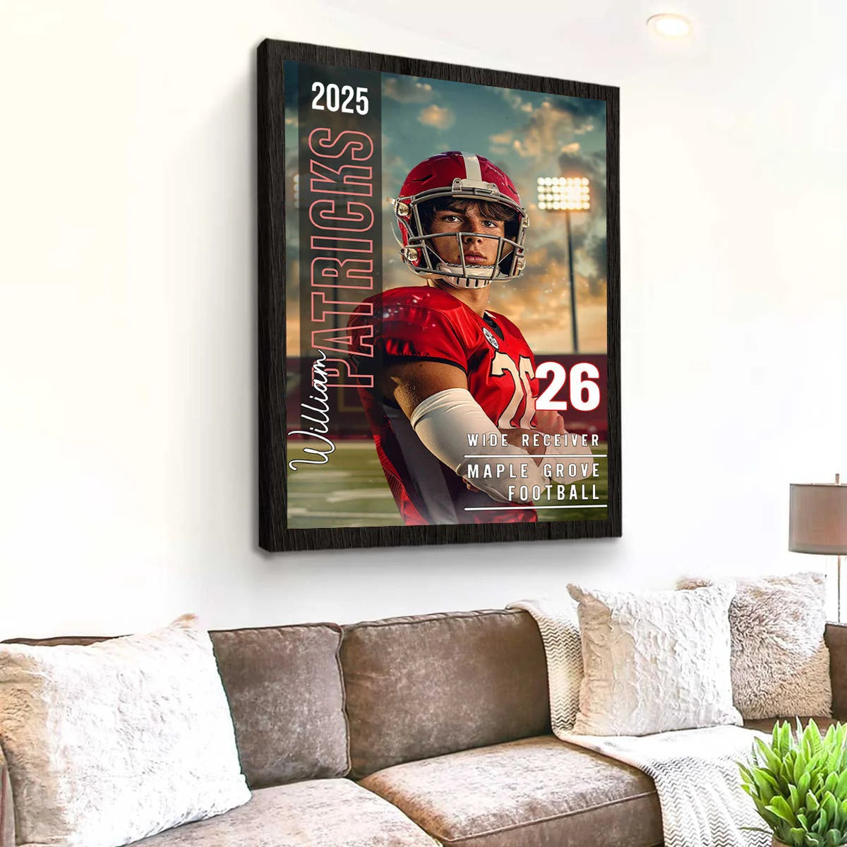 Personalized Football Player Canvas / Poster - Custom Sports Name Number Wall Art Gift
