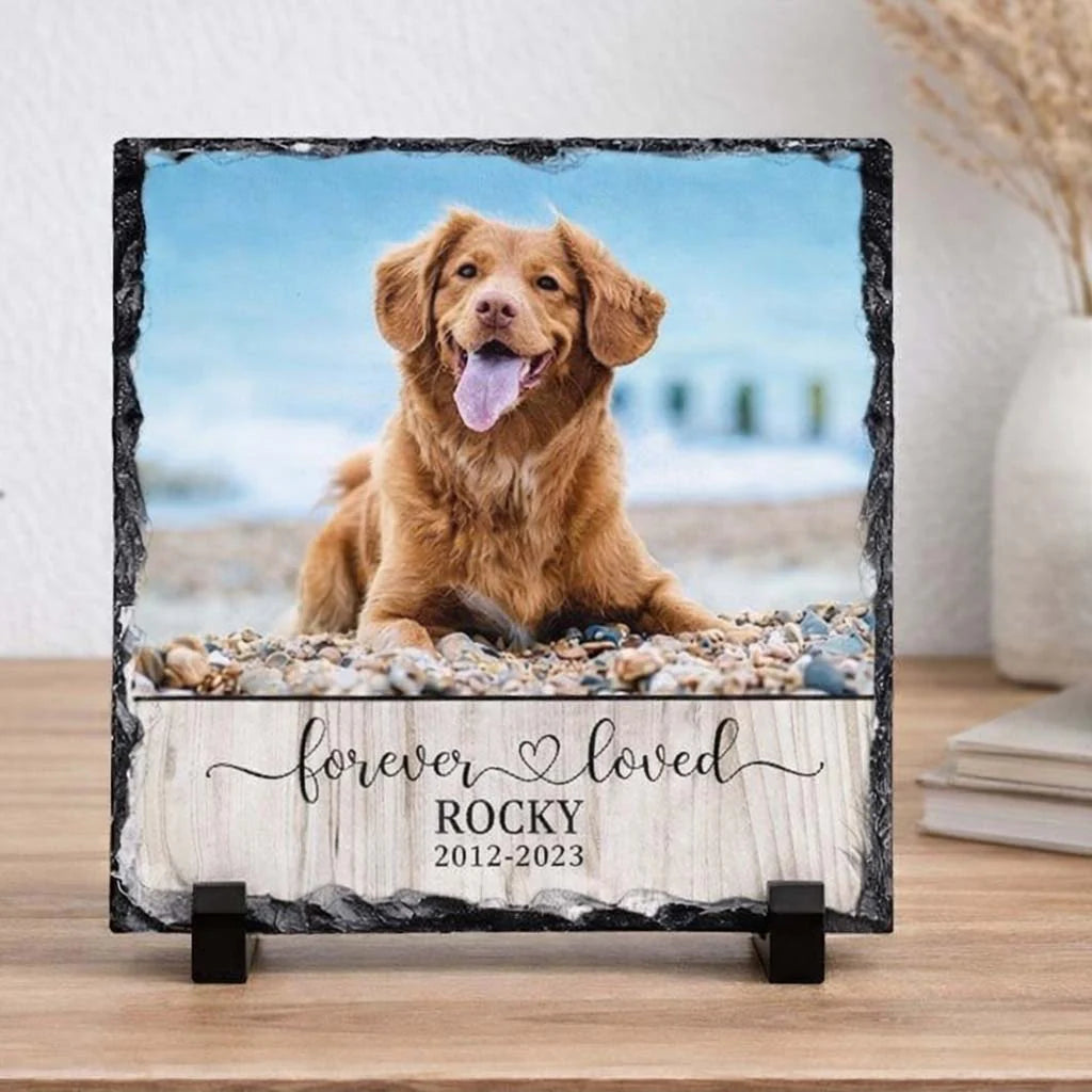 Personalized Pet Memorial Photo Rock Slate personalization view for Dog Lovers