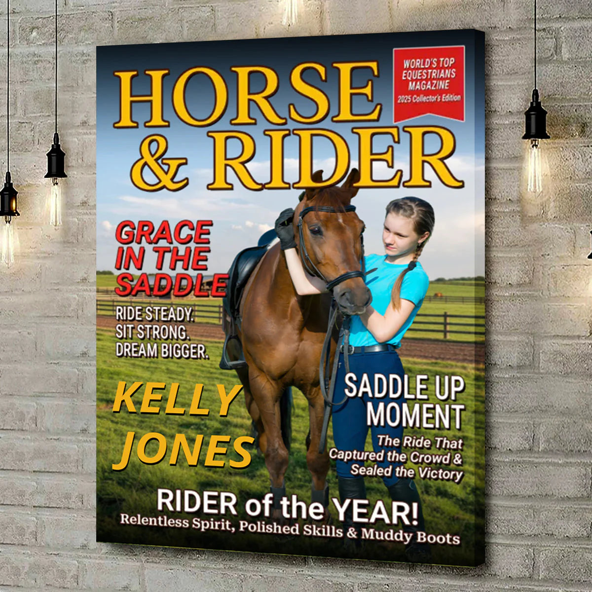 Custom Horse Rider Magazine Cover personalization view for Daughter/Granddaughter