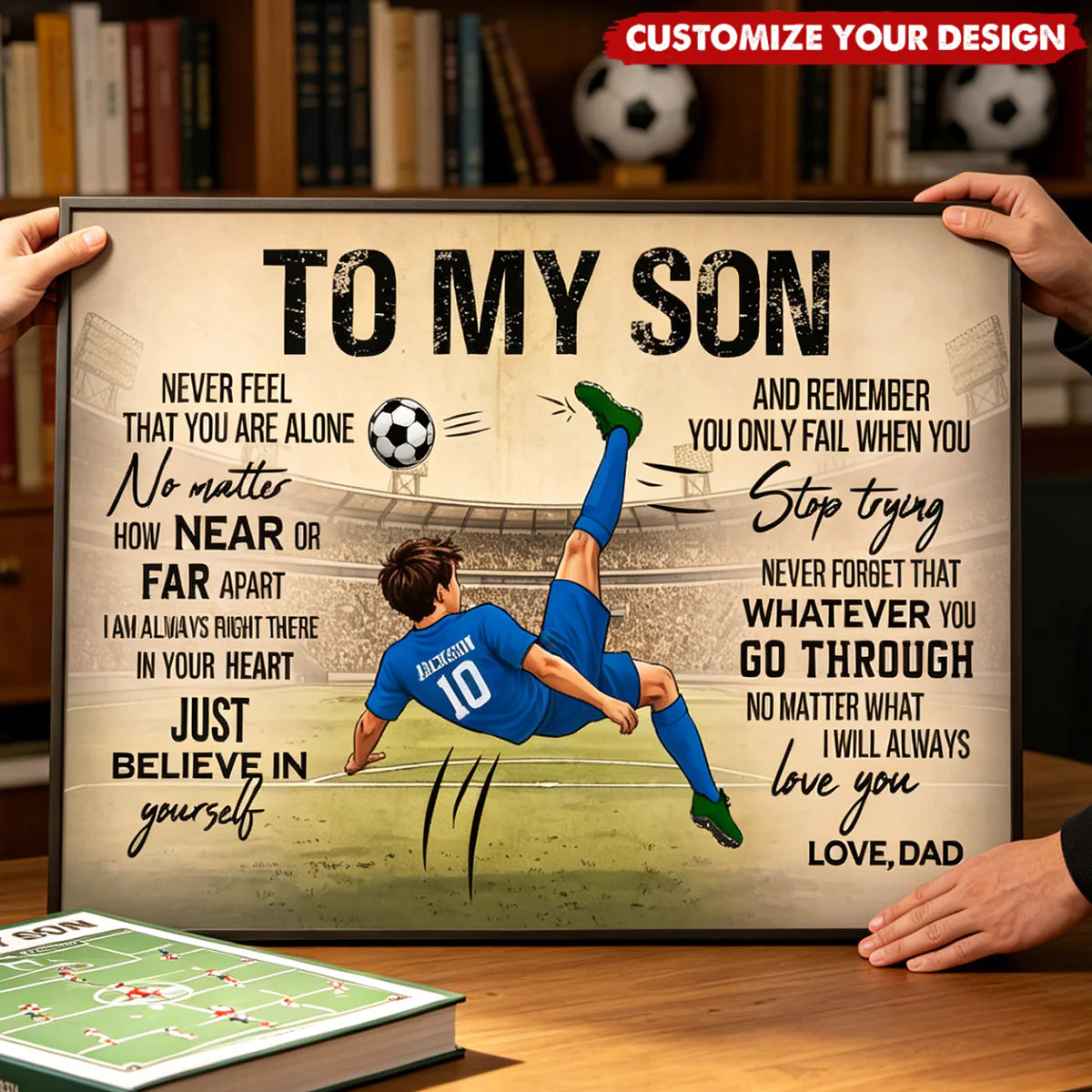 Personalized Soccer Canvas Gift For Son for Son/Grandson with personalized design details for meaningful gifting