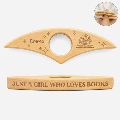 Personalized book page holder with custom engraved name and book design - perfect wooden gift for book lovers