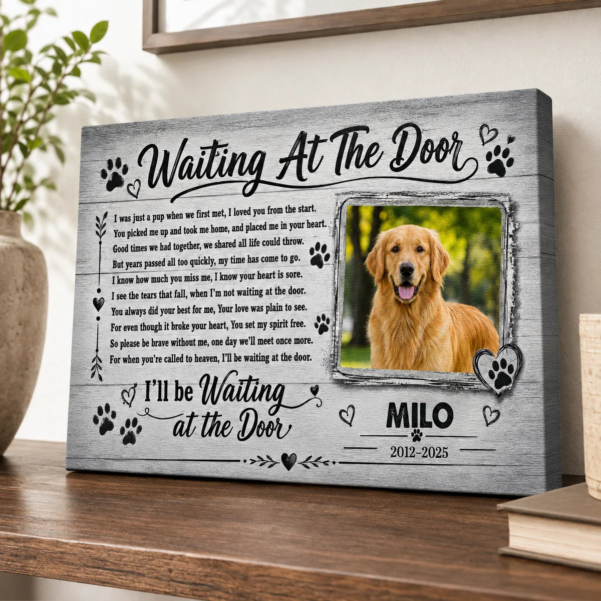 "Waiting At The Door" Personalized Pet Memorial Canvas / Poster - Comfort Gift for Dog Lovers