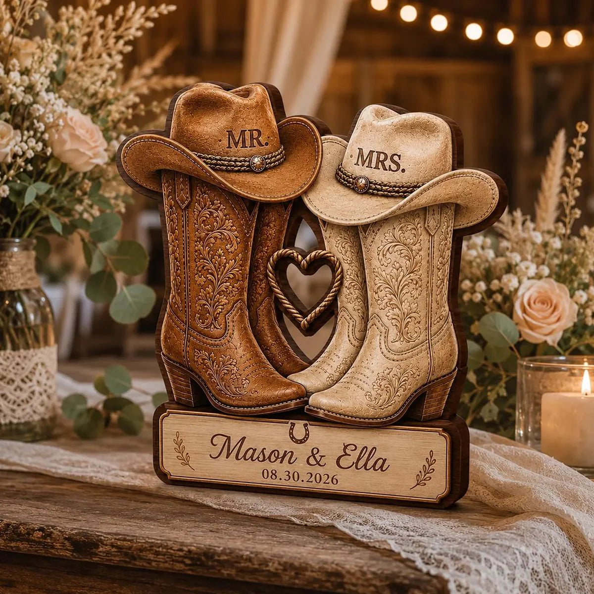 Custom Western Wedding Gift personalization view for Couples