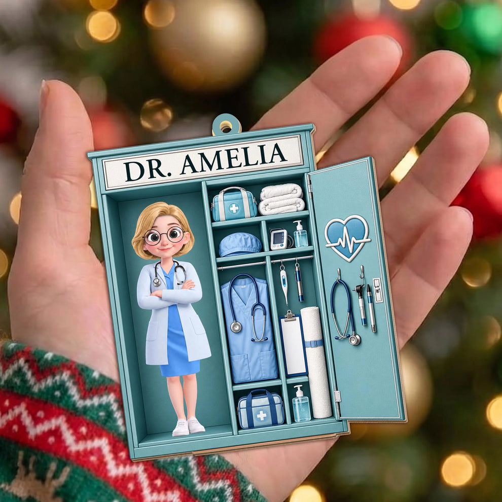Personalized Doctor Ornament - Custom Medical Locker Wood Keepsake