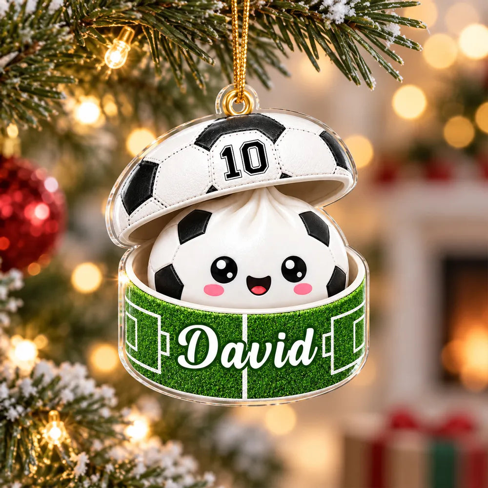 Custom Soccer Dumpling Squishy Style Personalized Acrylic Ornament - Unique Sports Gift for Kids and Soccer Players