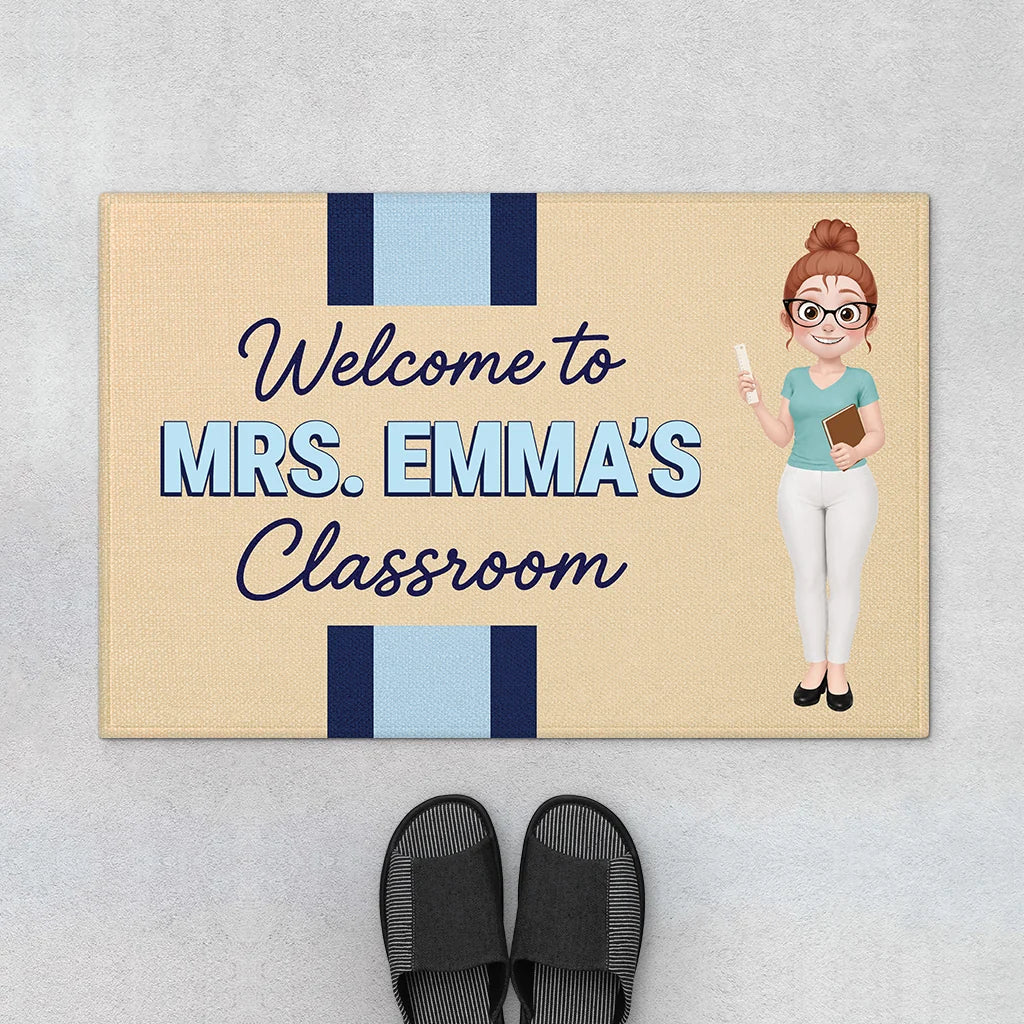 "Welcome to Classroom" Custom Teacher Doormat - Personalized Back to School Gift