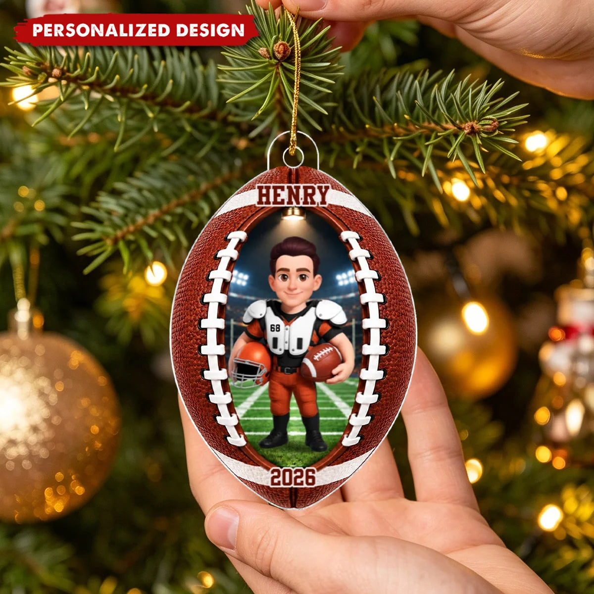 Personalized Football Player Acrylic Ornament - Custom Gift for Sports Fan