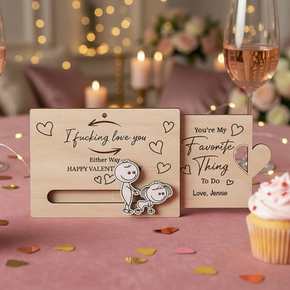 I Fucking Love You Personalized Sliding Wooden Ornament - Romantic Gift for Couples