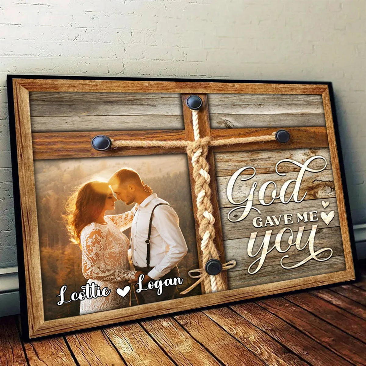 "God Gave Me You" Personalized Couple Photo Canvas / Poster - Custom Anniversary Gift Wall Art