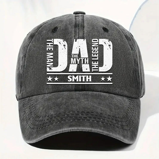Personalized Dad The Man The Myth The Legend Cap for Dad with personalized design details for meaningful gifting