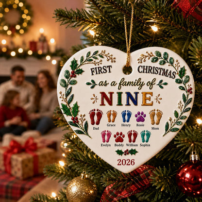 First Christmas as a Family - Personalized Ceramic Ornament Keepsake for New Parents