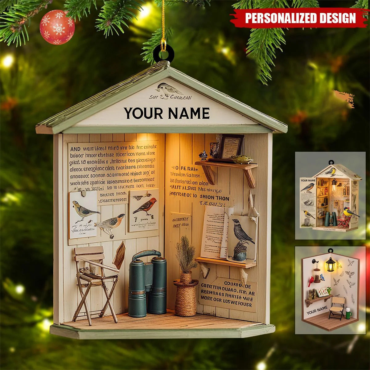 Personalized Birdwatcher Christmas Ornament - Custom Nature Bird Shed Keepsake Gift