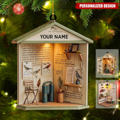 Personalized Birdwatcher Christmas Ornament - Custom Nature Bird Shed Keepsake Gift