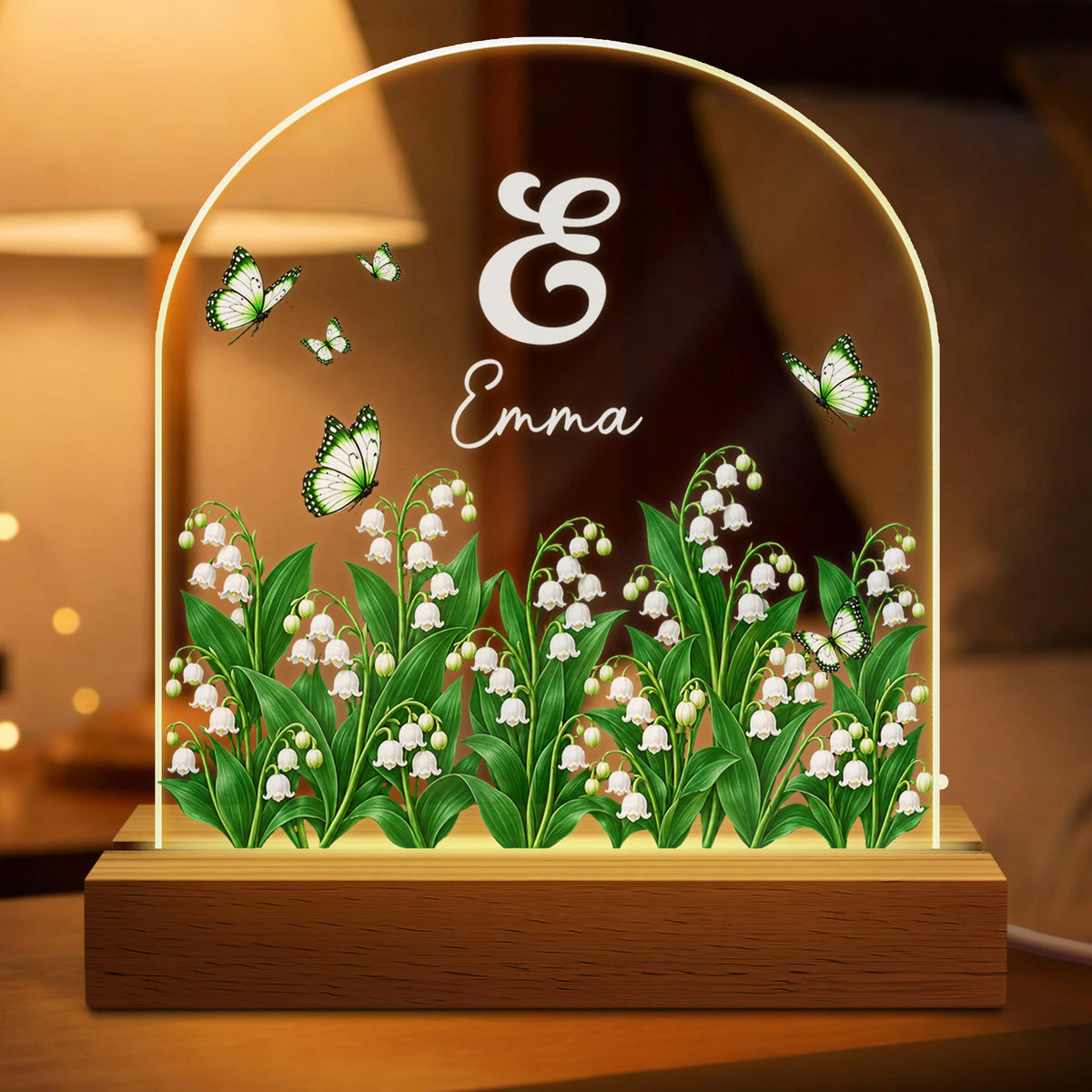 Custom Floral Name Night Light - Personalized Acrylic LED Lamp for Kids, Girls & Mom