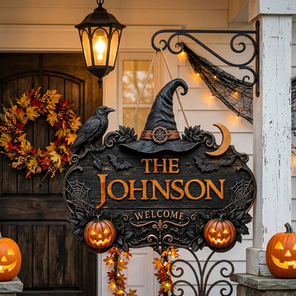 Personalized Halloween Door Sign personalization view for Family